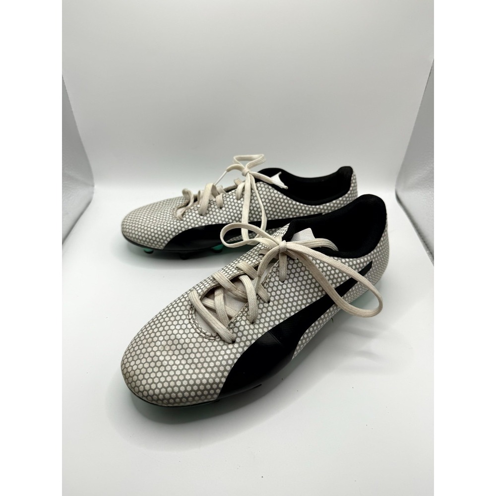Puma Spirit FG Kids 5.5 Boots White Core Black Lace Up Round Toe Football Boots